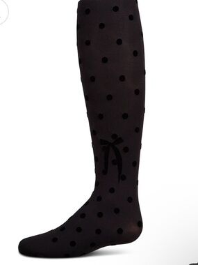 Girls Black Polka Dot Tights, size 12-14